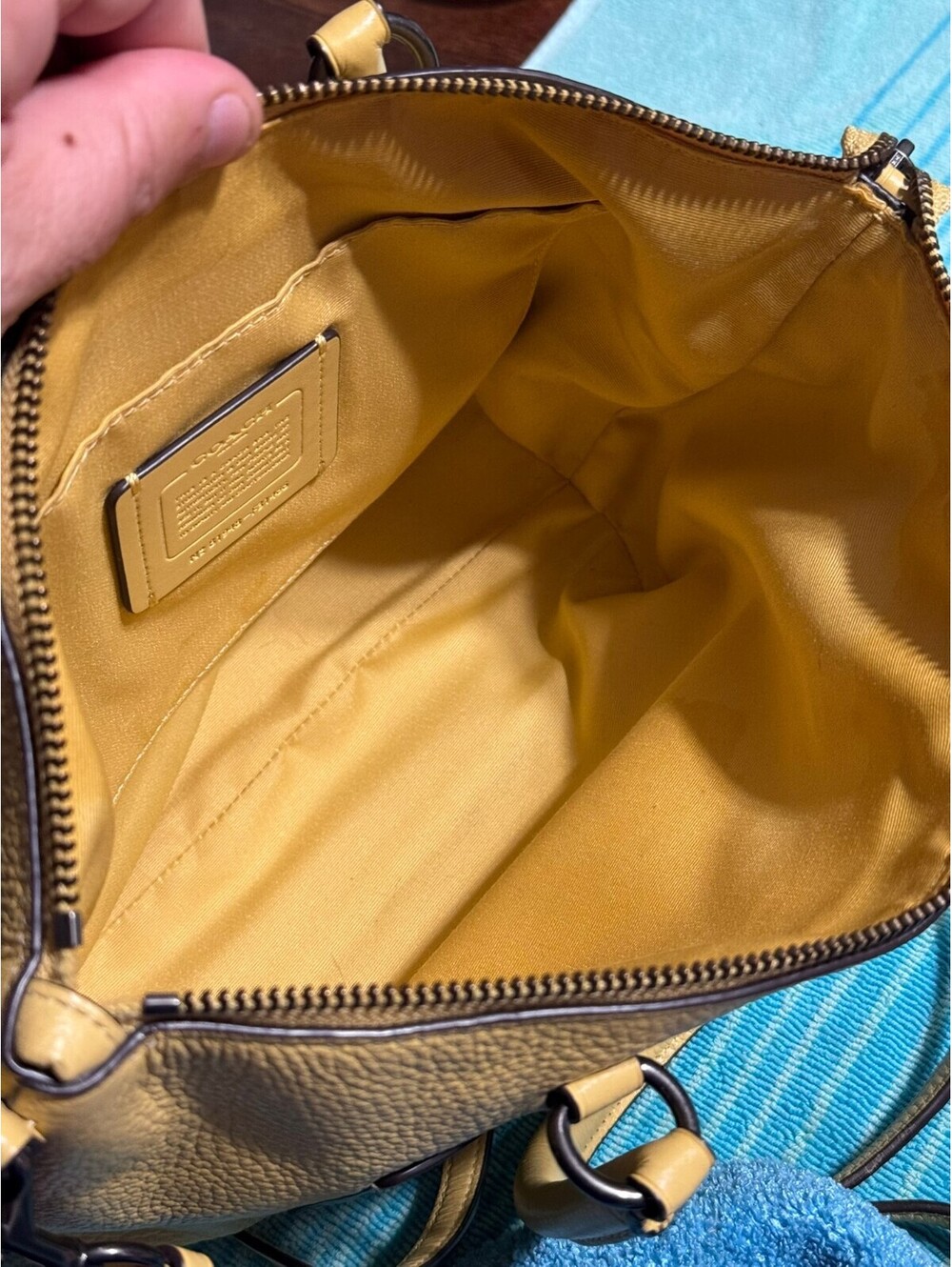 COACH F31466 Mini Emma Satchel Pebbled Leather Crossbody Handbag Yellow *RARE* - Picture 13 of 14